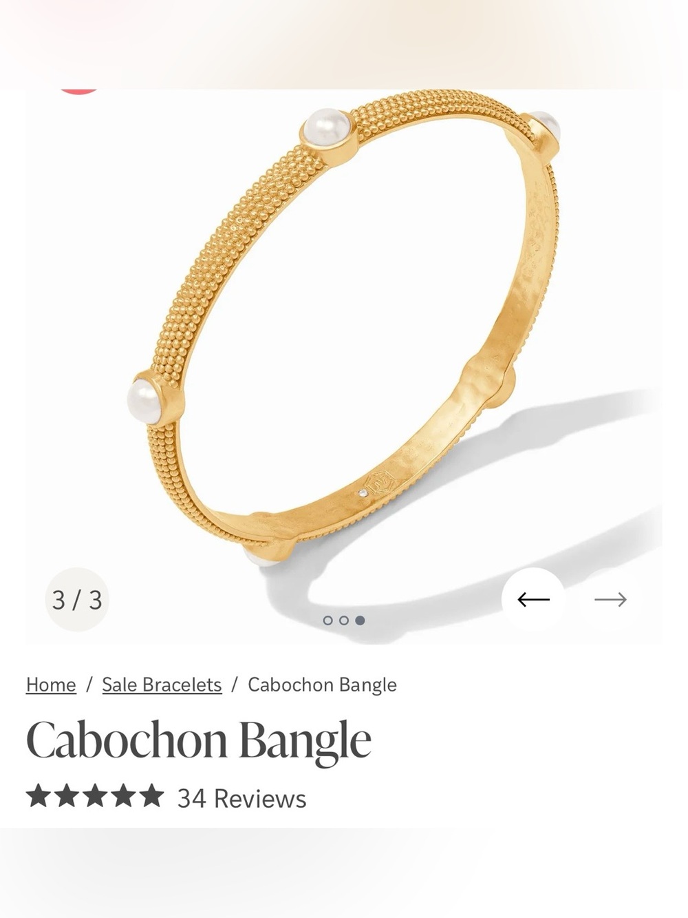 Julie Vos Gold Bangle with Pearls